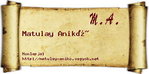 Matulay Anikó névjegykártya